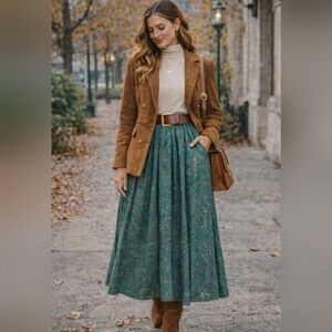 EVC Leslie Fay 90's Vintage Paisley Pleated Skirt Size 20W